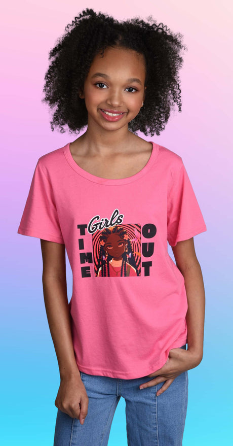 Tween girl wearing Mika anime graphic tee – Time Out Girls Collection by SKUNKYRUNKY.